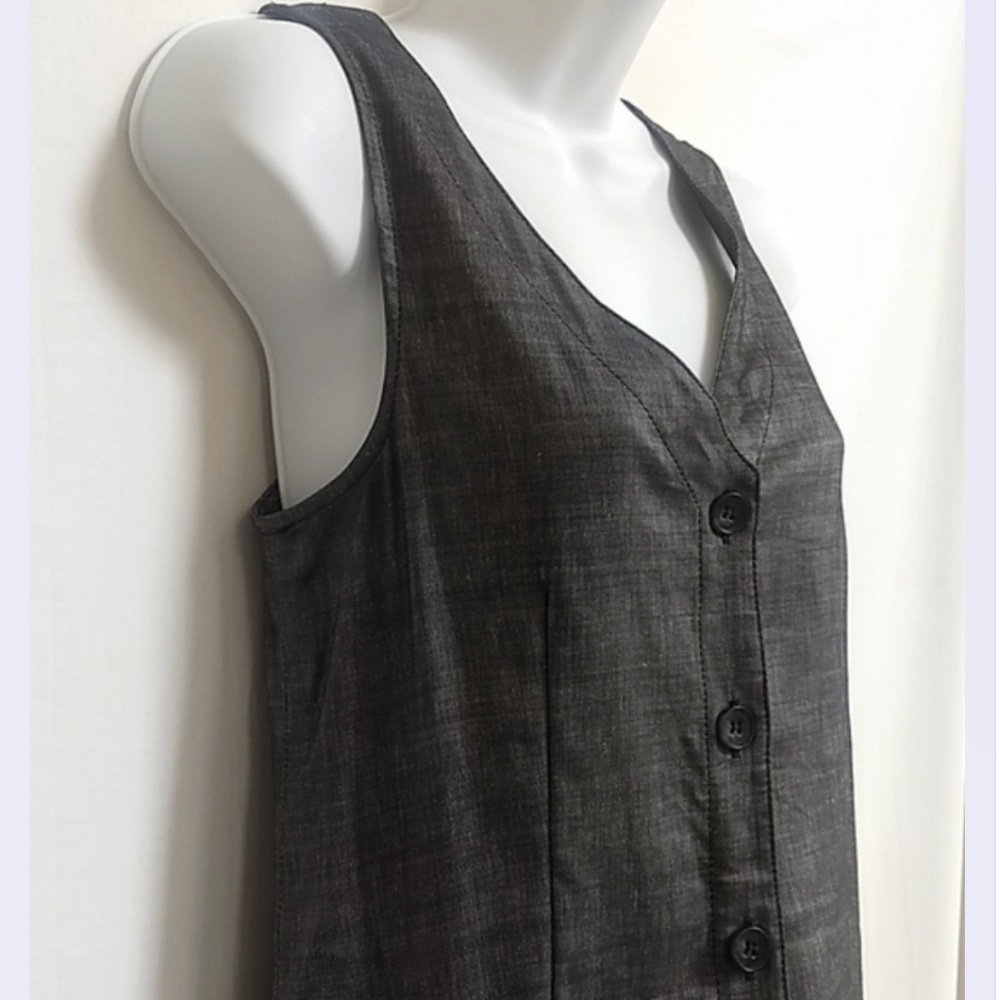 Theory Wool Linen Sleeveless V-Neck Shift Jumper Dress 6 RARE - Picture 3 of 8